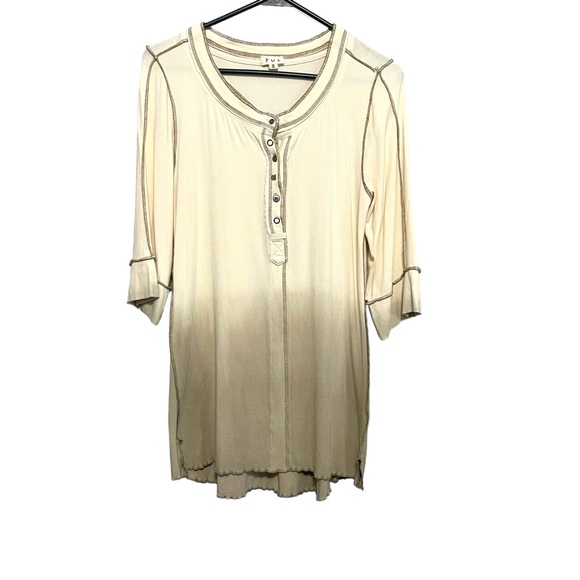 POL Tops - POL Ombre Half Sleeve Boho Top Buttons Brown Tan Boho Womens Small. 2 for$20